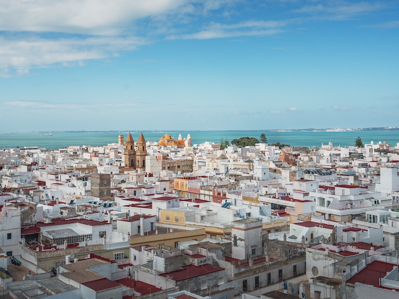 Aerial view of Cadiz City - Cadiz, Andalusia, Spain