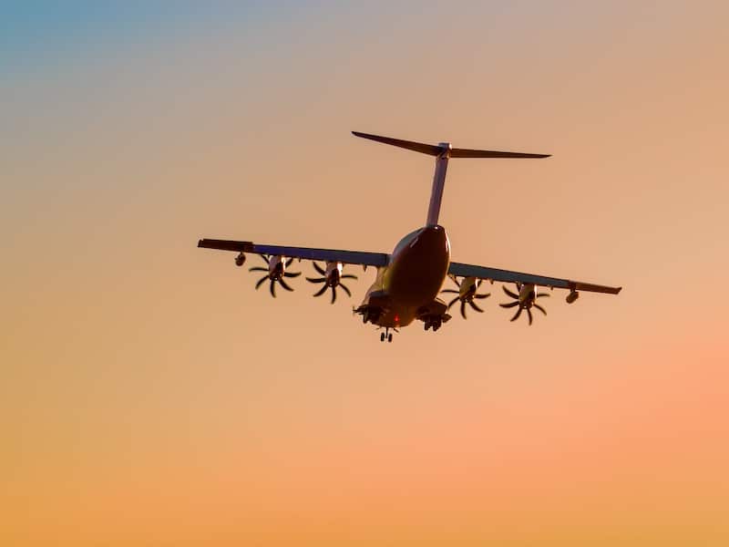 Airbus A400M landing at Seville airport