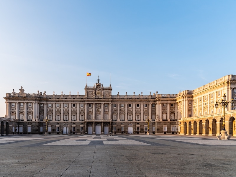 Royal Palace in Madrid, Spain, in a beautiful sunset a summer day