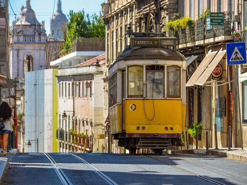 historic tram in lisbon