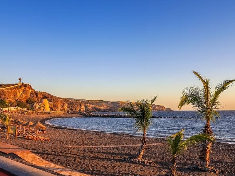 a sunset beach in Tenerife, the largest and most visited of Spain's Canary Islands. 