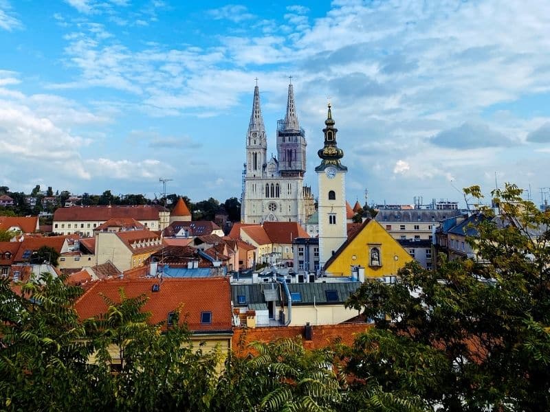 The twin spires of Zagreb's cathedral. 