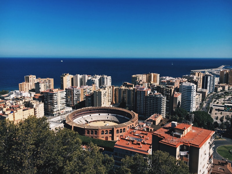 the city of malaga, one of the warmest places in spain