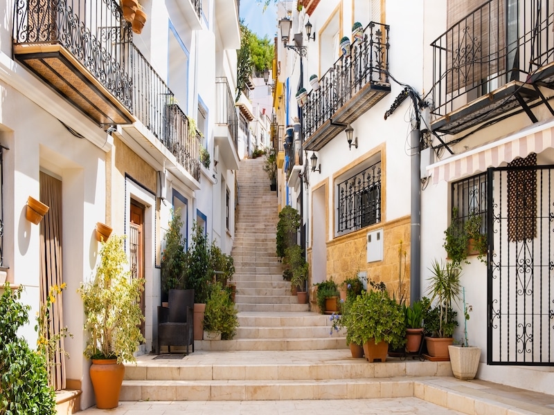 narrow street with stairs