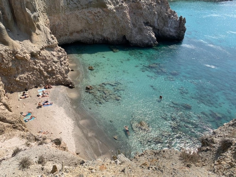 beach from above in Milos