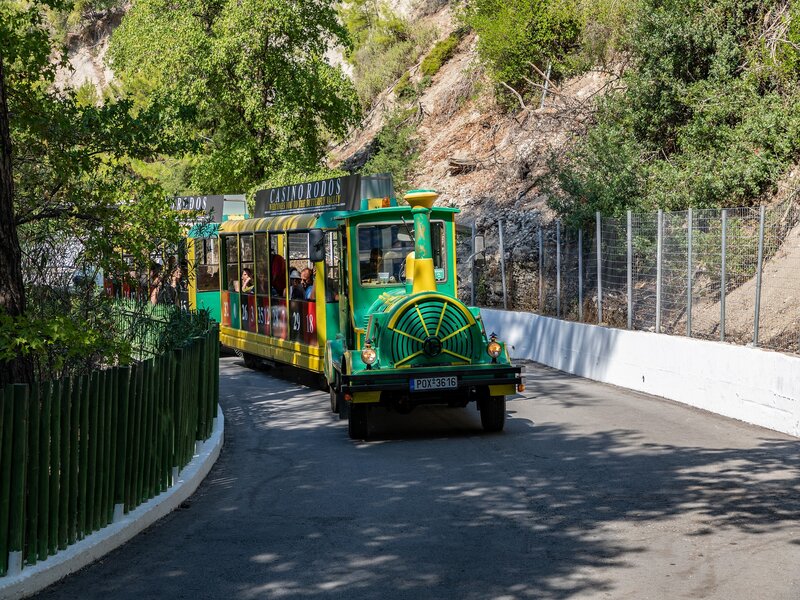 Tourist train through The Valley of the Butterflies.