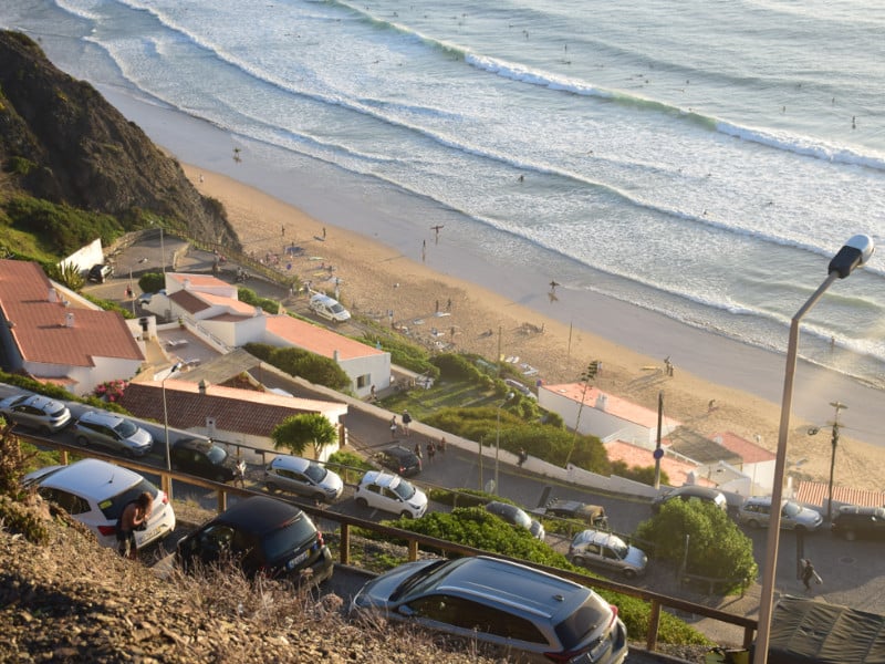 Cars by a beach in Portugal